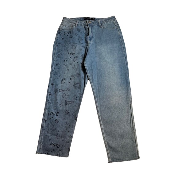 Hollister Ultra High Rise‎ Raw Hem Mom Doodle Jeans Light Wash Stretch Denim 11 - Picture 3 of 15